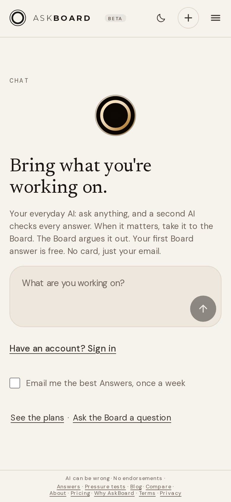 The AskBoard ask screen, with a question being typed